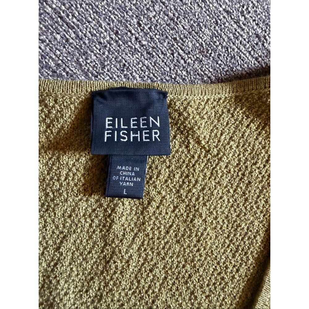 Eileen Fisher Textured Wool Blend Wrap Dress Olive Green Size L - Picture 5 of 11